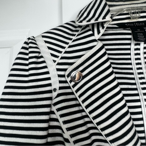 Women’s White & Black Stripped Dress Jacket Size 00 - Picture 4 of 14